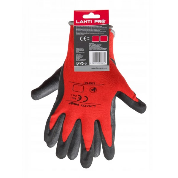 LAHTI PRO γάντια εργασίας L2212, αντοχή σε υγρά, 11/2XL, κόκκινο-μαύρο - LAHTI PRO