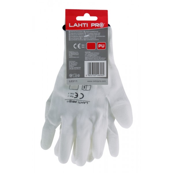 LAHTI PRO γάντια εργασίας L2311, λεπτά, 11/2XL, λευκά - LAHTI PRO