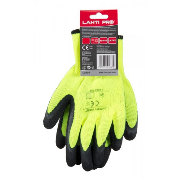 LAHTI PRO γάντια εργασίας L2504, προστασία ψύχους, 11/2XL, κίτρινο-μαύρο - LAHTI PRO