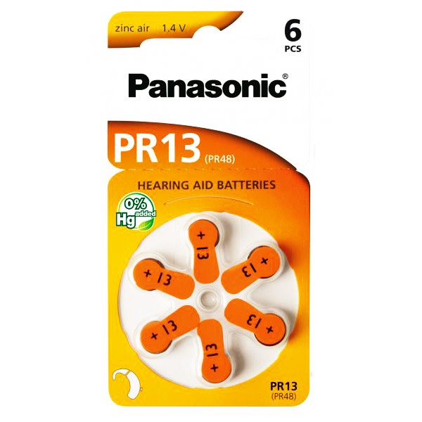 PANASONIC μπαταρίες ακουστικών βαρηκοΐας PR13, mercury free, 1.4V, 6τμχ - Panasonic