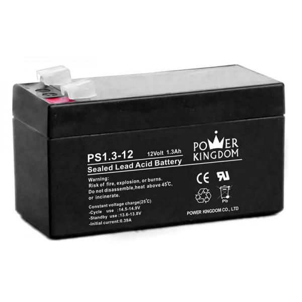 POWER KINGDOM μπαταρία μολύβδου PS1.3-12, 12Volt 1.3Ah - Μπαταρίες UPS