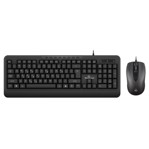 POWERTECH set ποντίκι & πληκτρολόγιο PT-1067, ενσύρματο, 1000dpi, μαύρο - Συνοδευτικά PC