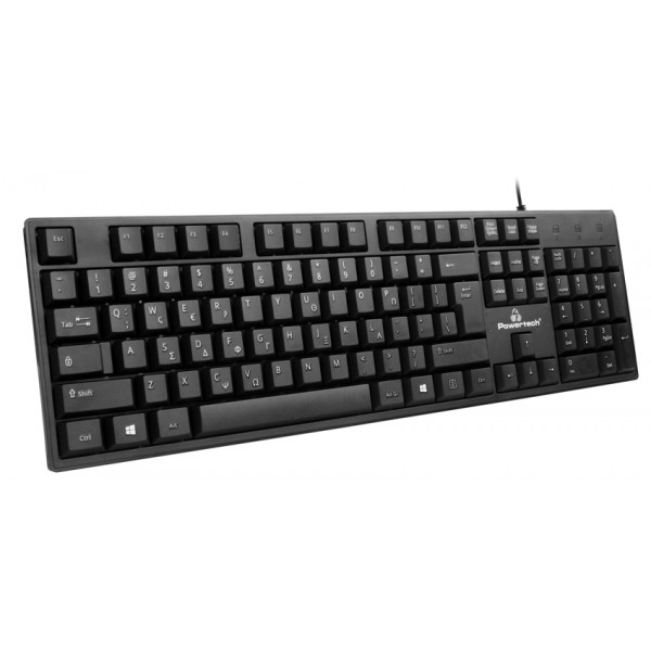 POWERTECH πληκτρολόγιο PT-1074, ενσύρματο, 1.35m, EN/GR, μαύρο - Πληκτρολόγια