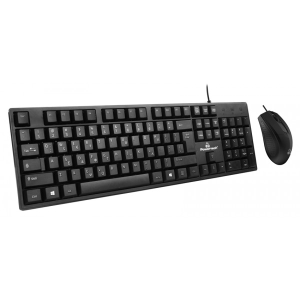 POWERTECH set ποντίκι & πληκτρολόγιο PT-1075, ενσύρματο, 1000dpi, μαύρο - Συνοδευτικά PC