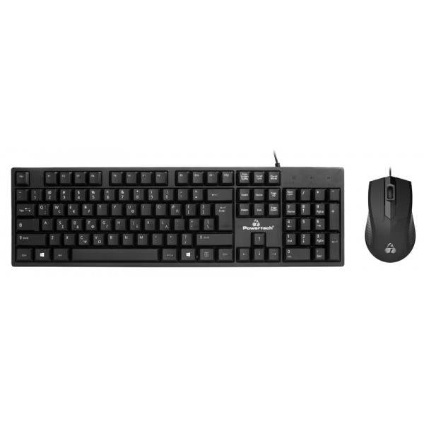 POWERTECH set ποντίκι & πληκτρολόγιο PT-1075, ενσύρματο, 1000dpi, μαύρο - Συνοδευτικά PC