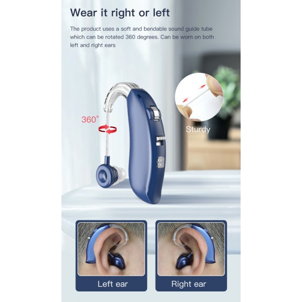 POWERTECH ακουστικό βαρηκοΐας PT-1096, επαναφορτιζόμενο, Bluetooth, μπλε - Ακουστικά - Bluetooth