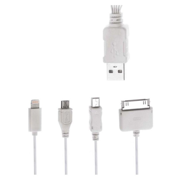 POWERTECH καλώδιο USB 4 in 1 PT-214, 1m, λευκό - USB