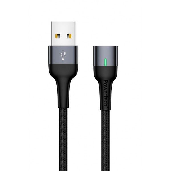 POWERTECH Καλώδιο USB 2.0 PT-757, μαγνητικό, 1m, μαύρο - Powertech