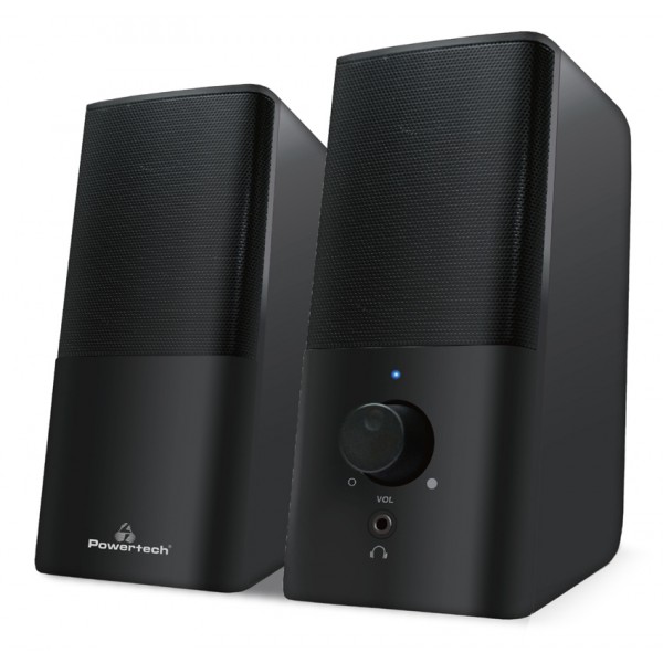 POWERTECH ηχεία Premium sound PT-847, 2x 3W, 3.5mm, μαύρα - Ηχεία για PC
