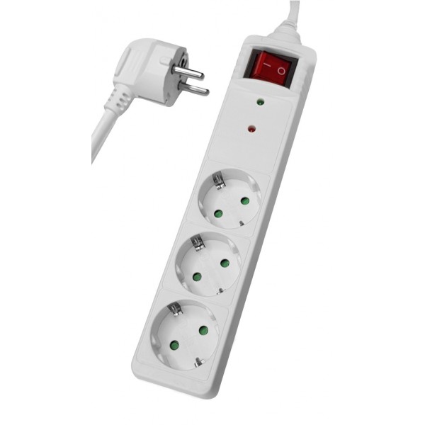 POWERTECH πολύπριζο ασφαλείας PT-879, 3x schuko, 16A, 1.5m, λευκό - Πολύπριζα Ρεύματος
