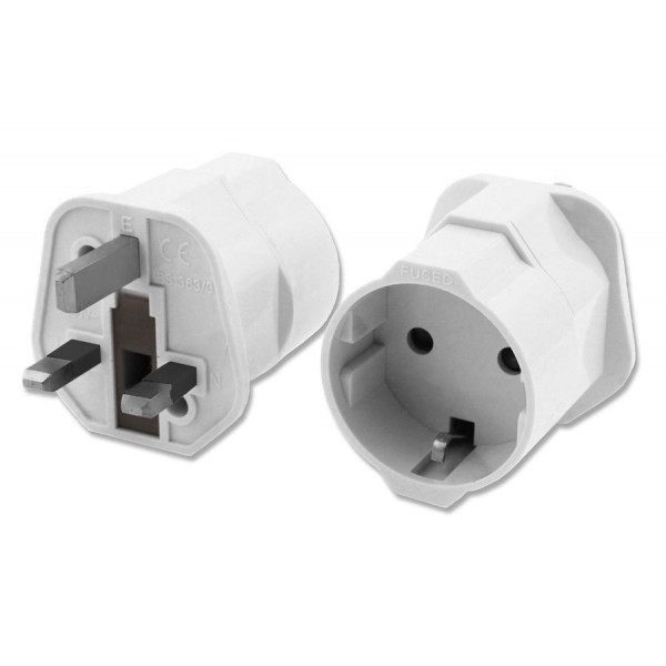 POWERTECH αντάπτορας ρεύματος PT-991, UK σε German type, 13A, λευκός - Πολύπριζα Ρεύματος