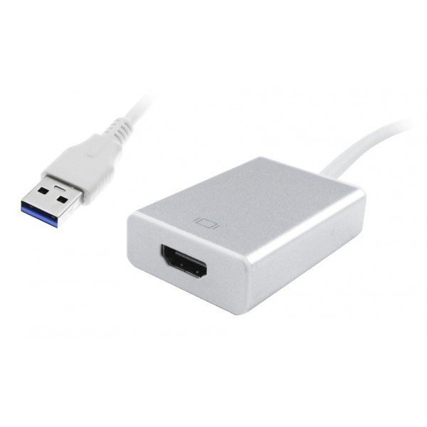 POWERTECH αντάπτορας USB 3.0 σε HDMI PTH-022 με Audio, ασημί - USB