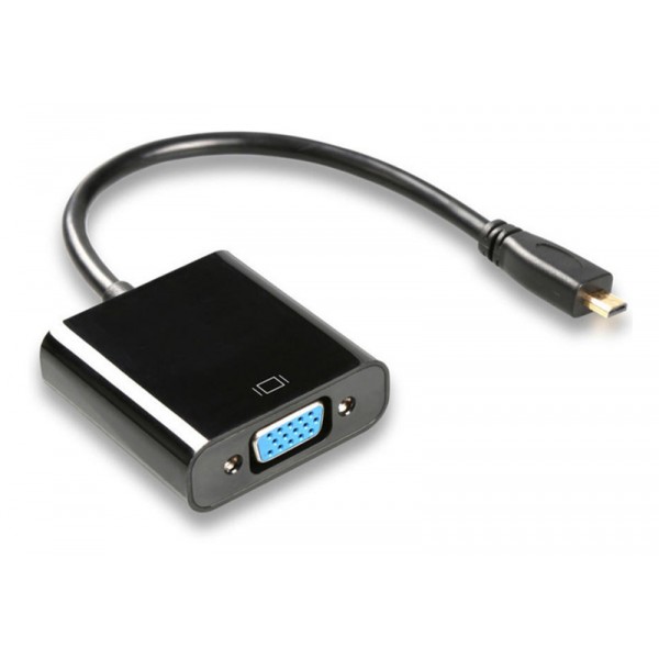 POWERTECH αντάπτορας micro HDMI (M) σε VGA (F) PTH-027 με Audio, μαύρο - Εικόνα