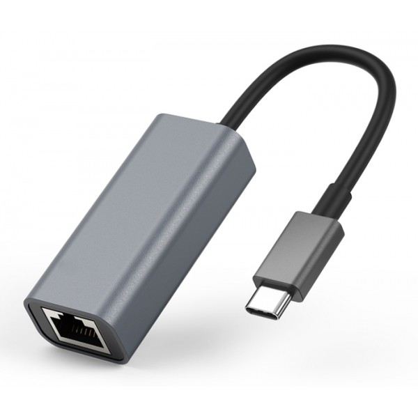 POWERTECH converter USB Type-C σε ethernet RJ45 PTH-044, 1000Mbps, γκρι - Δικτυακά