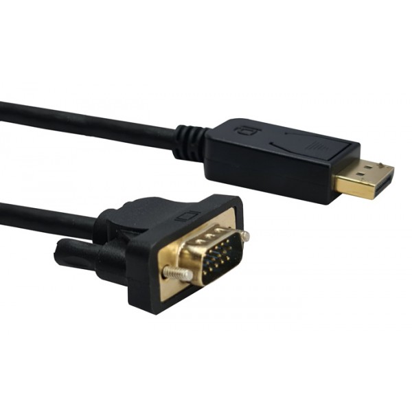 POWERTECH καλώδιο DisplayPort σε VGA PTH-070, 1080p/60Hz, 2m, μαύρο - Εικόνα