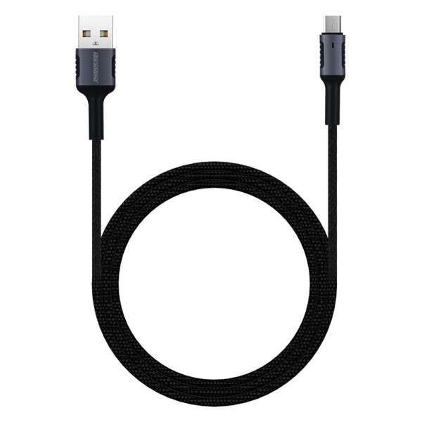 ROCKROSE καλώδιο USB σε Micro USB Armour AM, 2.4A 12W, 1m, μαύρο-μπλε - USB