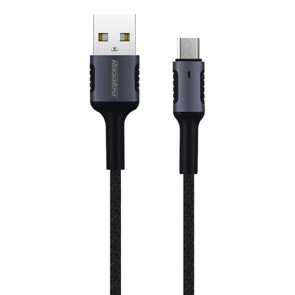 ROCKROSE καλώδιο USB σε Micro USB Armour AM, 2.4A 12W, 1m, μαύρο-μπλε - USB