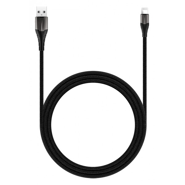 ROCKROSE καλώδιο USB σε Lightning Knight AL, 12W, MFi, 1m, μαύρο-γκρι - USB