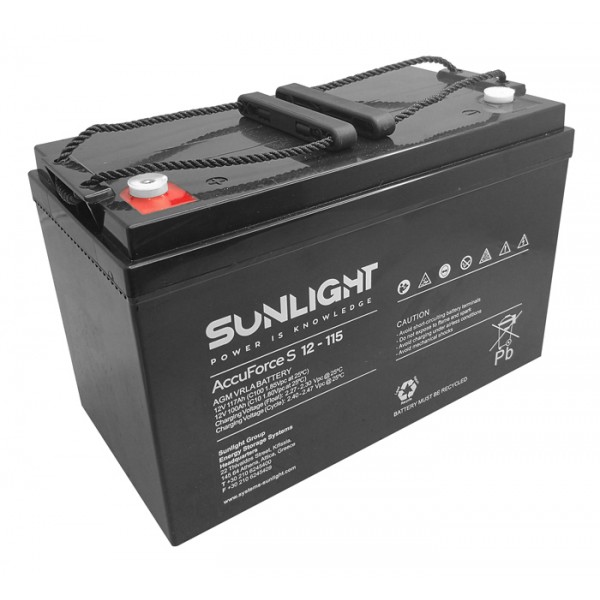 SUNLIGHT μπαταρία μολύβδου AccuForce S S12-115, 12V 115Ah - Μπαταρίες UPS