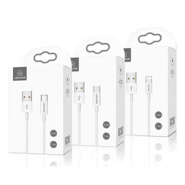 USAMS καλώδιο Micro USB σε USB US-SJ284, 2A, 1m, λευκό - USB