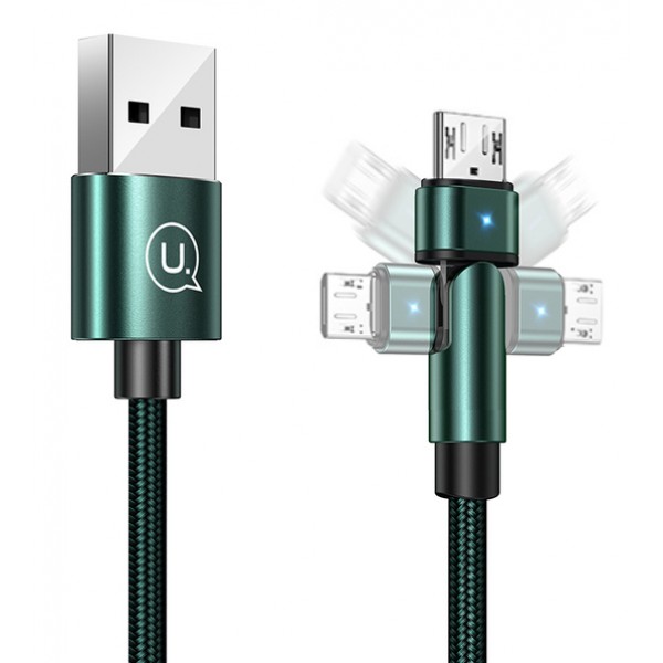 USAMS καλώδιο Micro USB σε USB SJ478, περιστρεφόμενο, 2A, 1m, πράσινο - USB