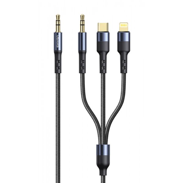 USAMS καλώδιο ήχου 3.5mm σε Lightning/USB-C/3.5mm US-SJ556, 1.2m, μαύρο - Ήχος