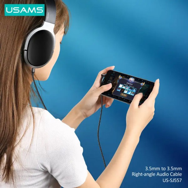 USAMS καλώδιο ήχου 3.5mm US-SJ557, γωνιακό, 1.2m, μαύρο - Ήχος