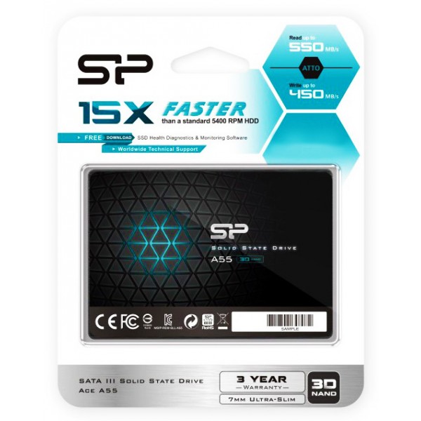 SILICON POWER SSD A55 1TB, 2.5", SATA III, 560-530MB/s 7mm, TLC - SSD Δίσκοι