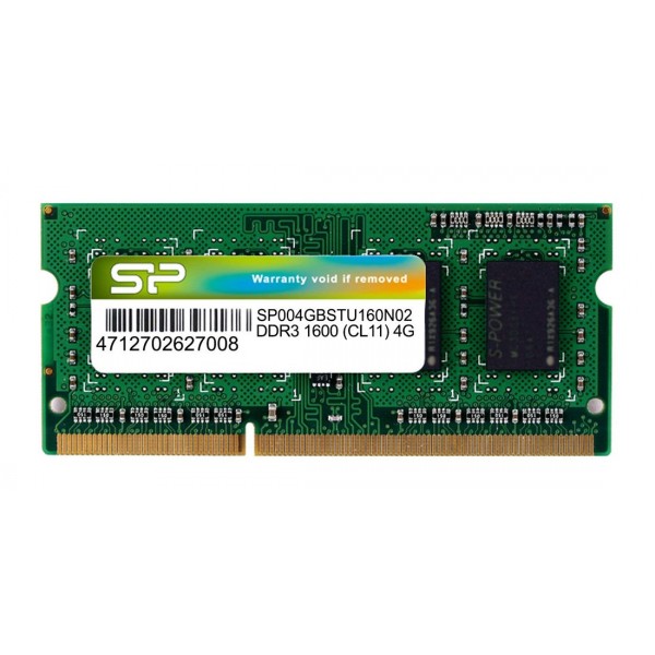 SILICON POWER Μνήμη DDR3 SODimm, 4GB, 1600MHz, PC3-12800, CL11 - Μνήμες RAM