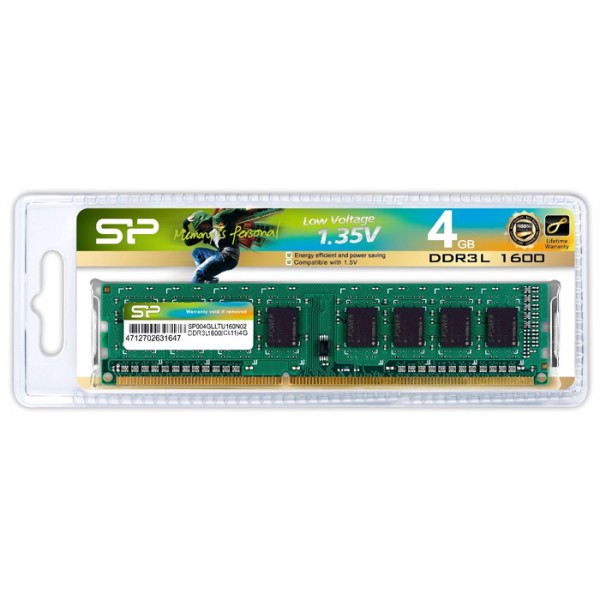 SILICON POWER μνήμη DDR3L UDIMM SP004GLLTU160N02, 4GB, 1600MHz, CL11 - PC & Αναβάθμιση