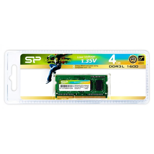 SILICON POWER Μνήμη DDR3L SODimm , 4GB, 1600MHz, PC3L-12800, CL11, 1.35v - Silicon Power