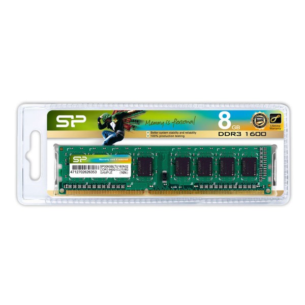 SILICON POWER μνήμη RAM 8GB DDR3, 1600MHz PC3-12800, 1.5V - Silicon Power