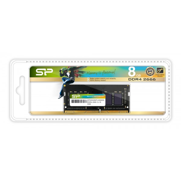 SILICON POWER μνήμη DDR4 SODimm SP008GBSFU266X02, 8GB, 2666MHz, CL19 - Μνήμες RAM