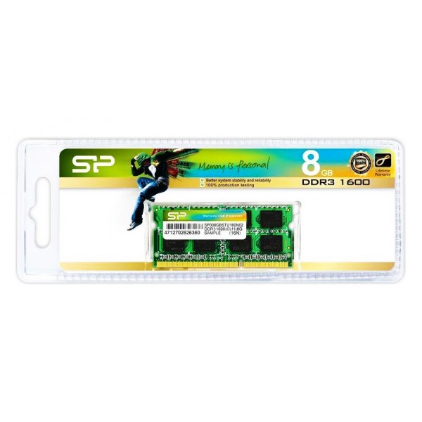 SILICON POWER Μνήμη RAM DDR3 SODimm, 8GB, 1600MHz, CL11 - Silicon Power