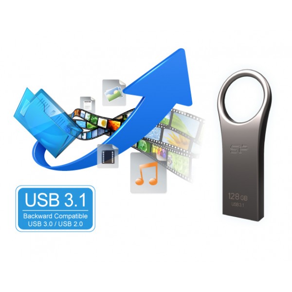 SILICON POWER USB Flash Drive Jewel 80, 16GB, USB 3.2, Titanium