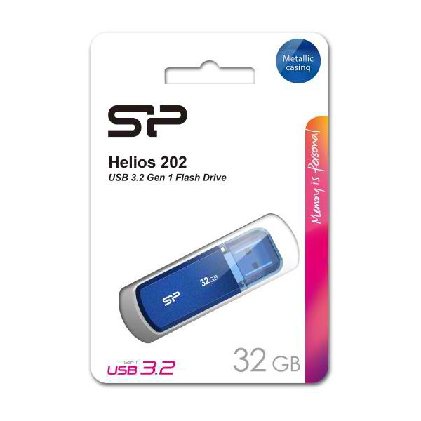 SILICON POWER USB Flash Drive Helios 202, 32GB, USB 3.2, μπλε - USB Flash Drives