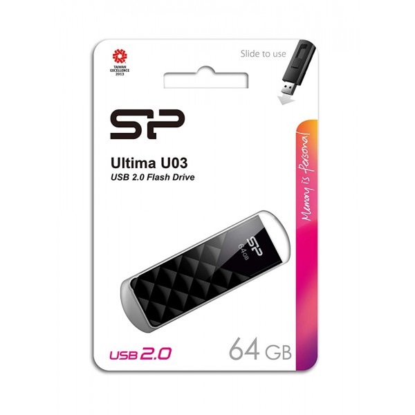 SILICON POWER USB Flash Ultima U03, 64GB, USB 2.0, μαύρο - Silicon Power