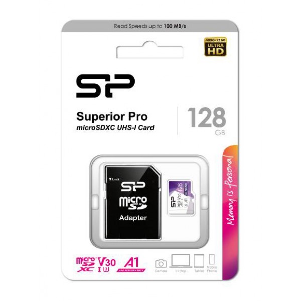 SILICON POWER κάρτα μνήμης Superior Pro microSDXC UHS-I, 128GB, Class 30 - Περιφερειακά-Accessories
