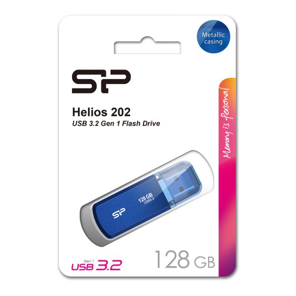 SILICON POWER USB Flash Drive Helios 202, 128GB, USB 3.2, μπλε - USB Flash Drives
