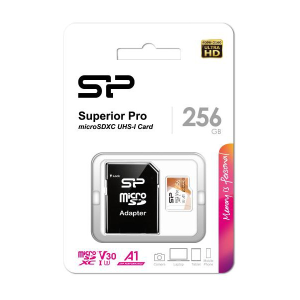 SILICON POWER κάρτα μνήμης Superior Pro microSDXC UHS-I, 256GB, Class 30 - Κάρτες μνήμης