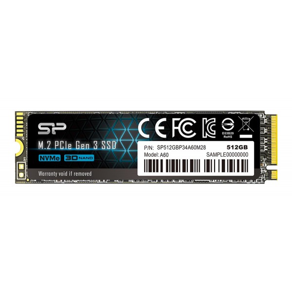 SILICON POWER SSD PCIe Gen3x4 P34A60 M.2 2280, 512GB, 2.200-1.600MB/s - SSD Δίσκοι