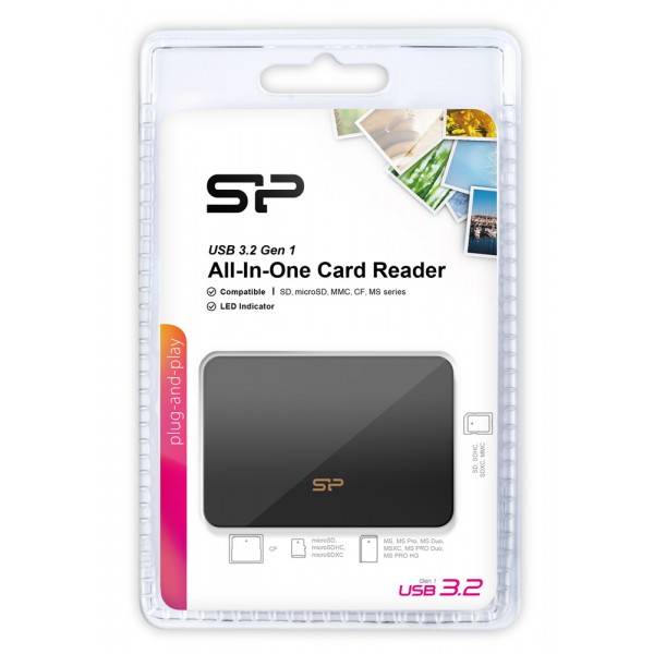 SILICON POWER card reader U3 για SD/microSD/MMC/CF/MS, USB 3.2, μαύρο - Συνοδευτικά PC