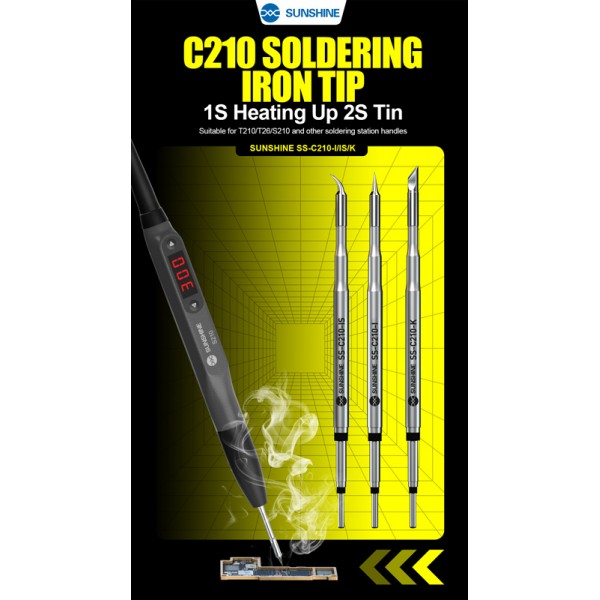 SUNSHINE soldering iron tip SS-C210 τύπου IS, για T210, 80mm - SUNSHINE