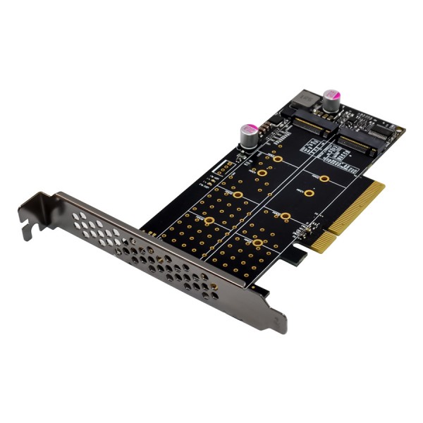 POWERTECH κάρτα επέκτασης PCIe x8 σε 2x M.2 M Key NVMe ST573 - PC & Αναβάθμιση