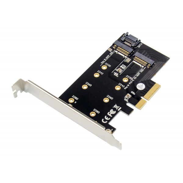 POWERTECH κάρτα επέκτασης 4x PCIe σε M.2 B & M NGFF/NVME ST59 - Κάρτες Επέκτασης PCI κ.α