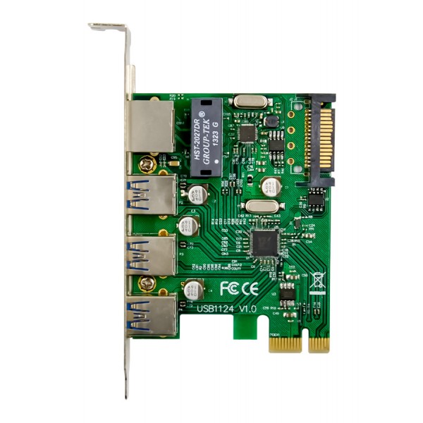 POWERTECH κάρτα επέκτασης PCIe σε USB 3.0 & GbE LAN ST642, VL805&RTL8153 - Δικτυακά