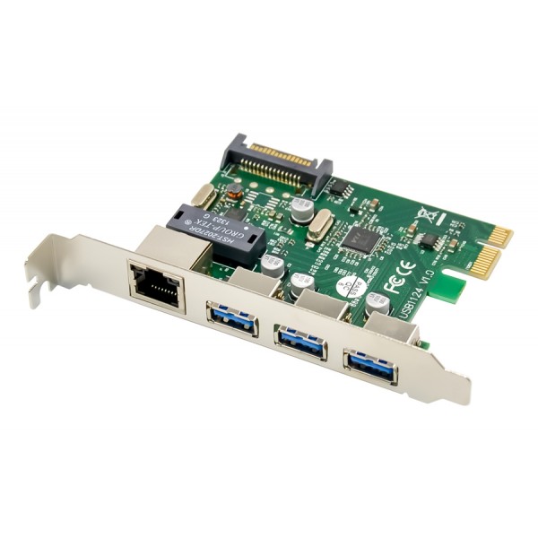 POWERTECH κάρτα επέκτασης PCIe σε USB 3.0 & GbE LAN ST642, VL805&RTL8153 - Δικτυακά