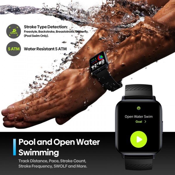 ZEBLAZE smartwatch Swim, 1.69", GPS, heart rate, 5 ATM, μαύρο - Mobile
