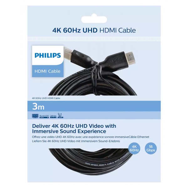 PHILIPS καλώδιο HDMI 2.0 SWV5531, 4K 3D, CCS, μαύρο, 3m - Εικόνα