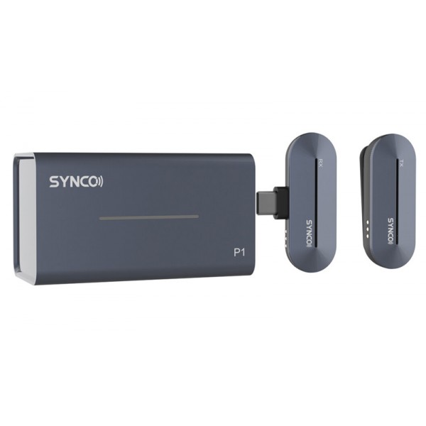 SYNCO ασύρματο μικρόφωνο P1T με θήκη φόρτισης, USB-C, 2.4GHz, γκρι - SYNCO